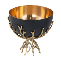 Elsie Decorative Bowl, Gold Twig Branch Base, Black Aluminum 12 Inch - BM350935