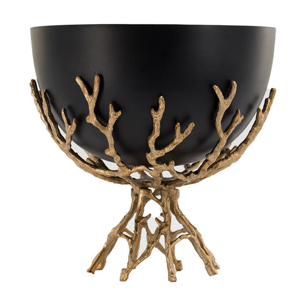 Elsie Decorative Bowl, Gold Twig Branch Base, Black Aluminum 12 Inch - BM350935