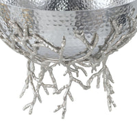 Elsie Hammered Decorative Bowl, Nickel Twig Base, Silver Aluminum 11 Inch - BM350937