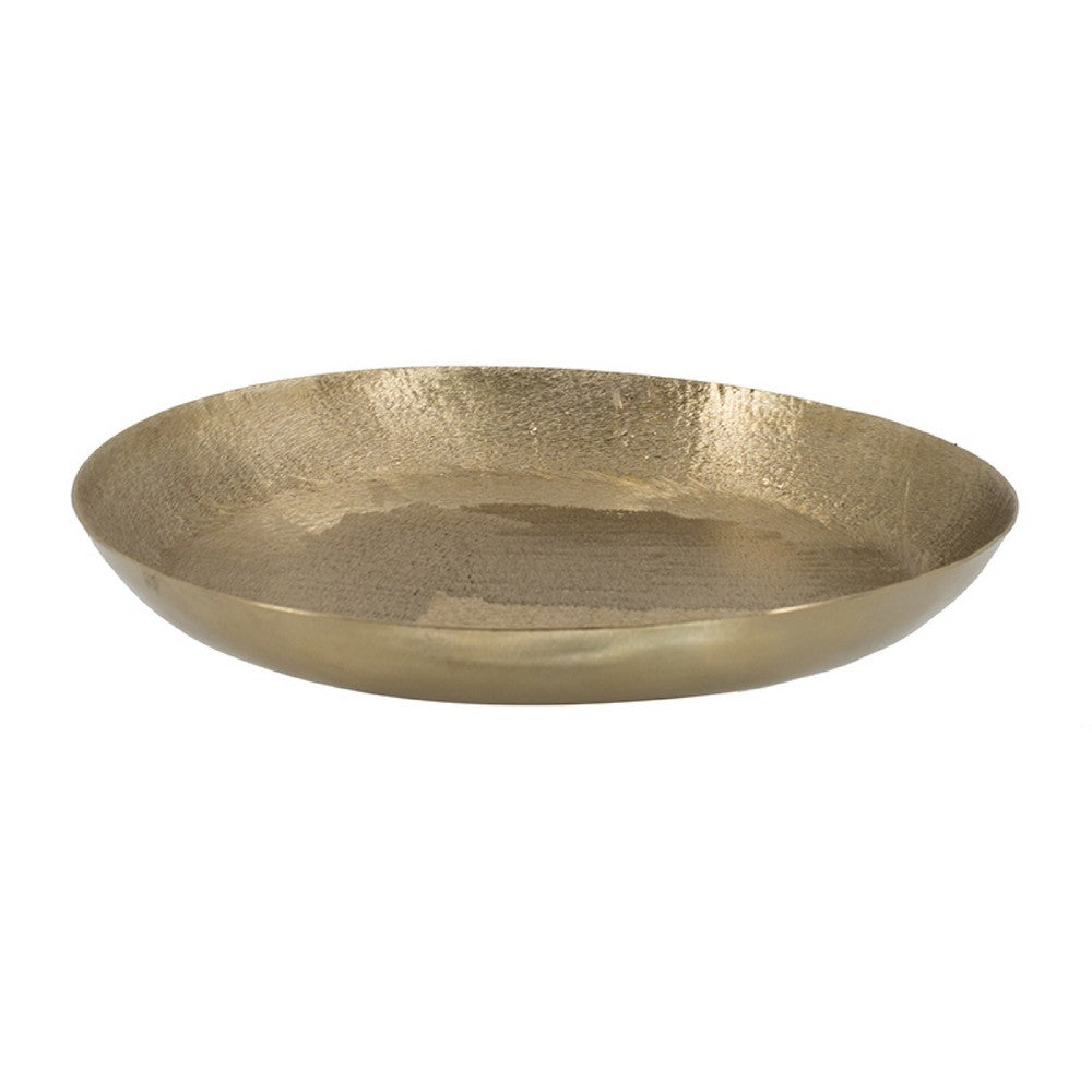Amber Decorative Plates Set of 2, Hammered Texture Gold Aluminum 14 13 Inch - BM350939