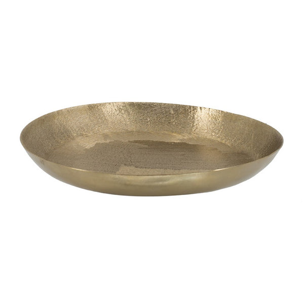 Amber Decorative Plates Set of 2, Hammered Texture Gold Aluminum 14 13 Inch - BM350939