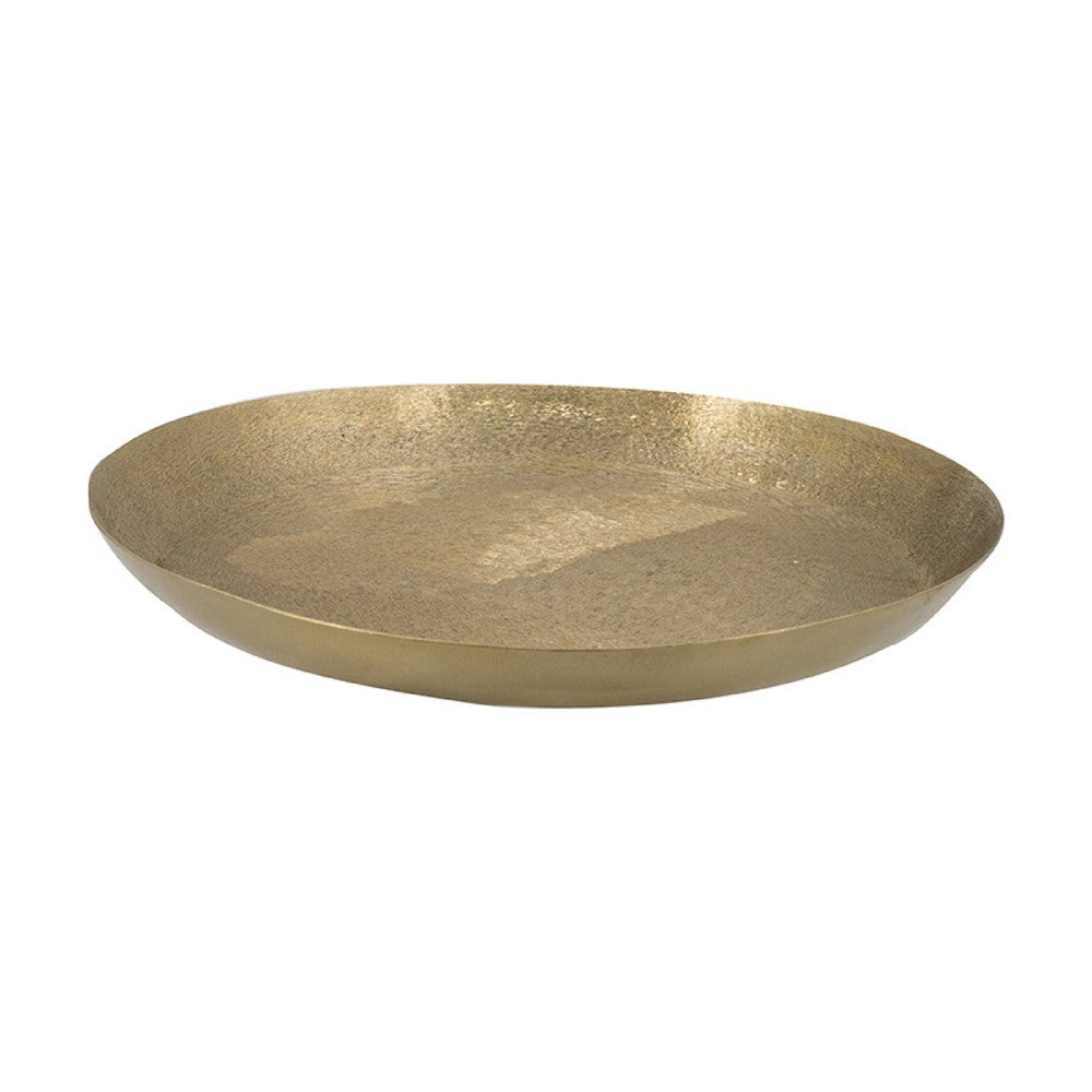 Amber Decorative Plates Set of 2, Hammered Texture Gold Aluminum 14 13 Inch - BM350939