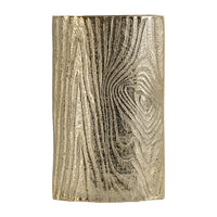 Titus Decorative Eye Vase, Sculpted Linear Wood Grain Gold Aluminum 10 Inch - BM350942