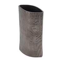 Faye Timber-Eye Decorative Vase, Wood-Grain Texture, Brown Aluminum 12 Inch - BM350943