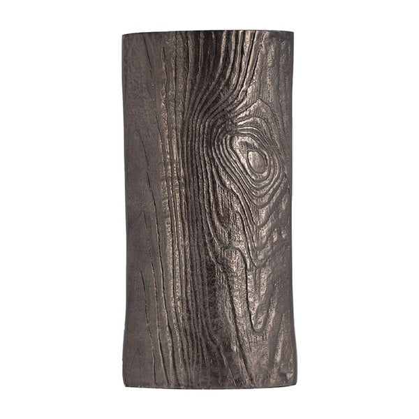 Faye Timber-Eye Decorative Vase, Wood-Grain Texture, Brown Aluminum 12 Inch - BM350943