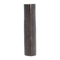Faye Timber-Eye Decorative Vase, Wood-Grain Texture, Brown Aluminum 12 Inch - BM350943