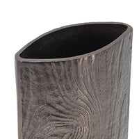 Faye Timber-Eye Decorative Vase, Wood-Grain Texture, Brown Aluminum 12 Inch - BM350943