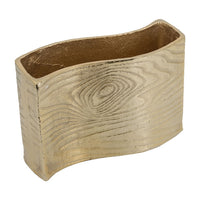 Opal Wavy Rectangular Vase, Grain Pattern Curved Rim Gold Aluminum 10 Inch - BM350944
