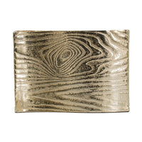 Opal Wavy Rectangular Vase, Grain Pattern Curved Rim Gold Aluminum 10 Inch - BM350944