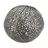 Maia Round Vase with Openwork Design, Hollow Form, Black Aluminum 16 Inch - BM350945