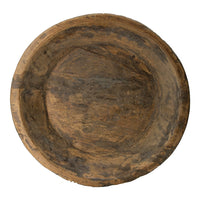 Gwen Antique Wooden Round Parrat, Brown Carved Solid Wood 21 Inch - BM350947