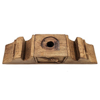 Emery Antique Carved 3-Pillar Candle Holder, Metal, Brown Old Wood 20 Inch - BM350952