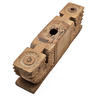 Emery Antique Carved 3-Pillar Candle Holder, Metal, Brown Old Wood 20 Inch - BM350952