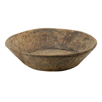 Molly Antique Round Parrat, Hand Carved Texture, Brown Solid Wood 19 Inch - BM350953