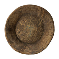 Molly Antique Round Parrat, Hand Carved Texture, Brown Solid Wood 19 Inch - BM350953