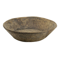 Molly Antique Round Parrat, Hand Carved Texture, Brown Solid Wood 19 Inch - BM350953