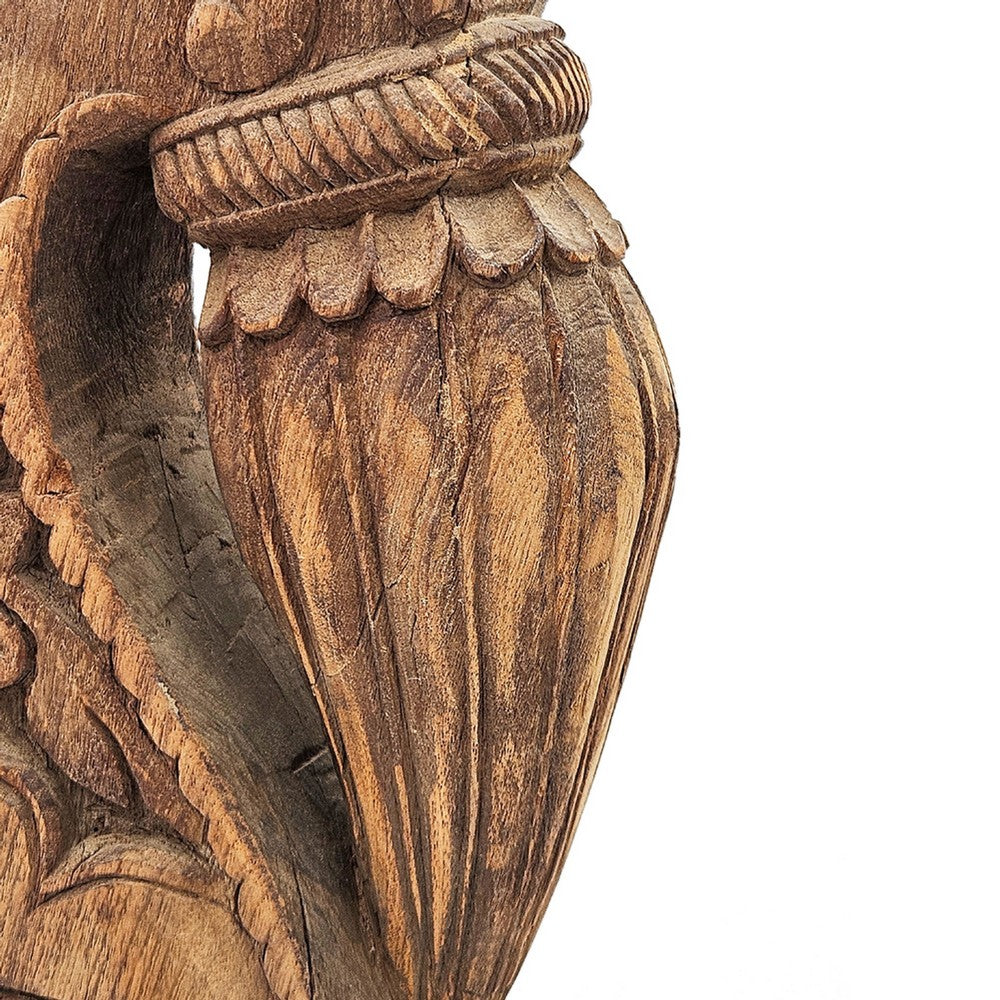 Gemma Antique Carved Decorative Bracket, Metal, Brown Old Wood 30 Inch - BM350954
