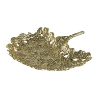 Lacey Decorative Plate, Textured Leaf Design Raised Edge Gold Metal 15 Inch - BM350955
