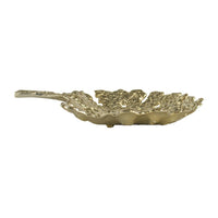Lacey Decorative Plate, Textured Leaf Design Raised Edge Gold Metal 15 Inch - BM350955