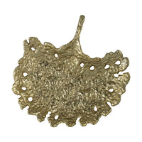 Lacey Decorative Plate, Textured Leaf Design Raised Edge Gold Metal 15 Inch - BM350955