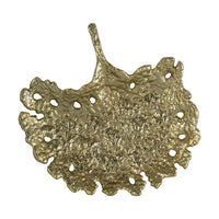 Lacey Decorative Plate, Textured Leaf Design Raised Edge Gold Metal 15 Inch - BM350955