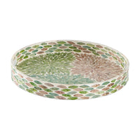 Milo Decorative Round Tray, Mosaic Surface, Multi-Color Capiz Shell 16 Inch - BM350956