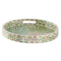 Milo Decorative Round Tray, Mosaic Surface, Multi-Color Capiz Shell 16 Inch - BM350956