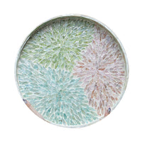 Milo Decorative Round Tray, Mosaic Surface, Multi-Color Capiz Shell 16 Inch - BM350956