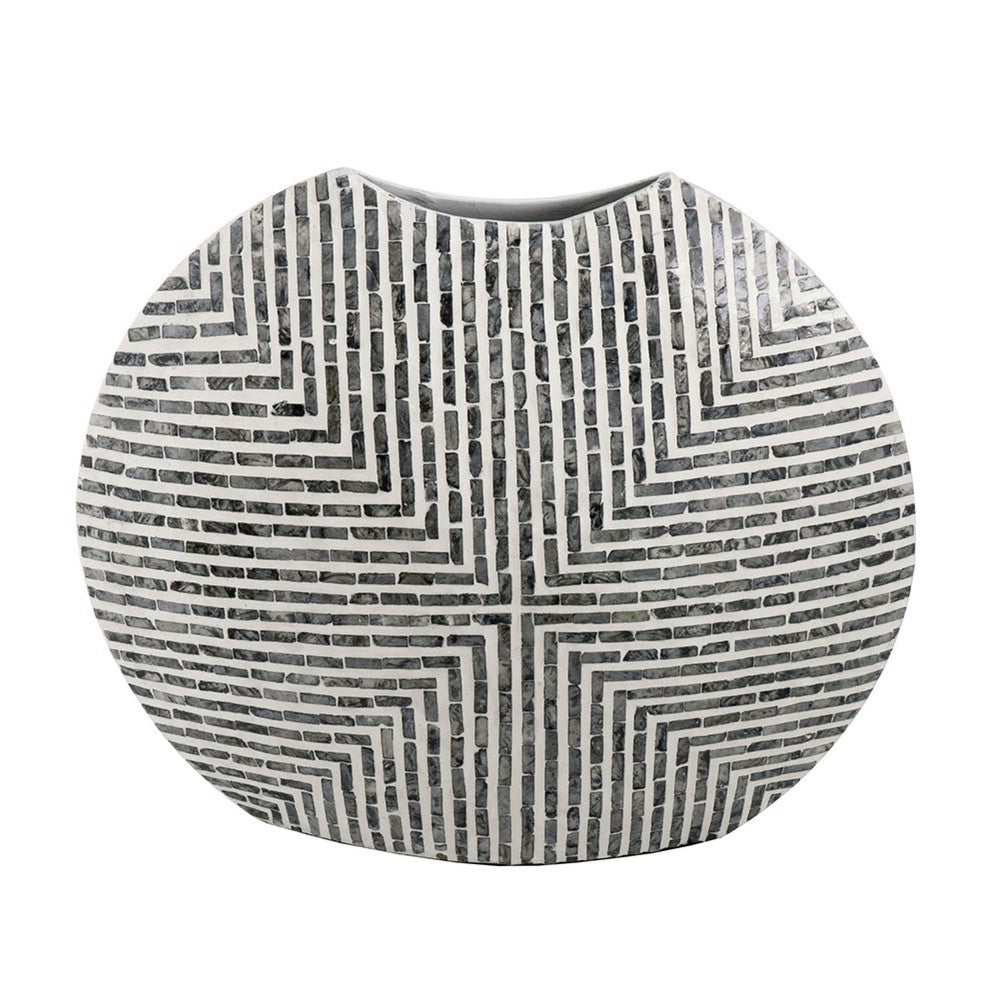 Dirk Modern Oval Vase, Capiz Inlay, Retro Black and White 24 Inch - BM350958