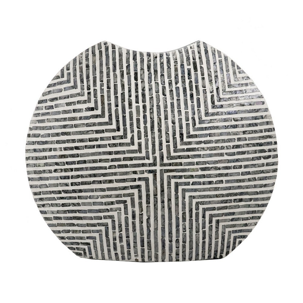 Dirk Modern Oval Vase, Capiz Inlay, Retro Black and White 24 Inch - BM350958