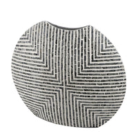 Dirk Modern Oval Vase, Capiz Inlay, Retro Black and White 24 Inch - BM350958
