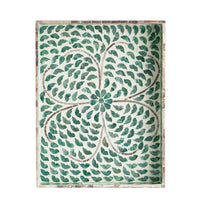 Berty Rectangular Decorative Tray, Mosaic Pattern Green-White Capiz 14x18 - BM350959