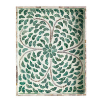 Berty Rectangular Decorative Tray, Mosaic Pattern Green-White Capiz 15 Inch - BM350960