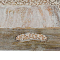 Owen Square Tray, Floral Carved Raised Edge, Brown Mango Wood 16x16 - BM350965