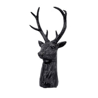 Cadie 8-Point Deer Head Sculpture, Carved Details, Black Resin 11 Inch - BM350967