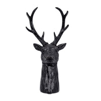 Cadie 8-Point Deer Head Sculpture, Carved Details, Black Resin 11 Inch - BM350967