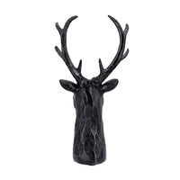 Cadie 8-Point Deer Head Sculpture, Carved Details, Black Resin 11 Inch - BM350967