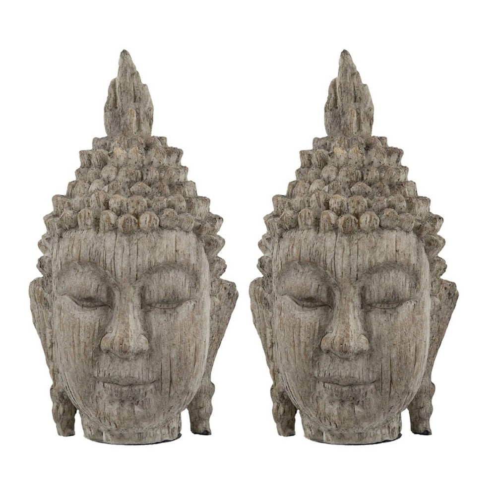 Todd Meditating Buddha Sculpture Set of 2, Detailed Textures, Brown 8 Inch - BM350968