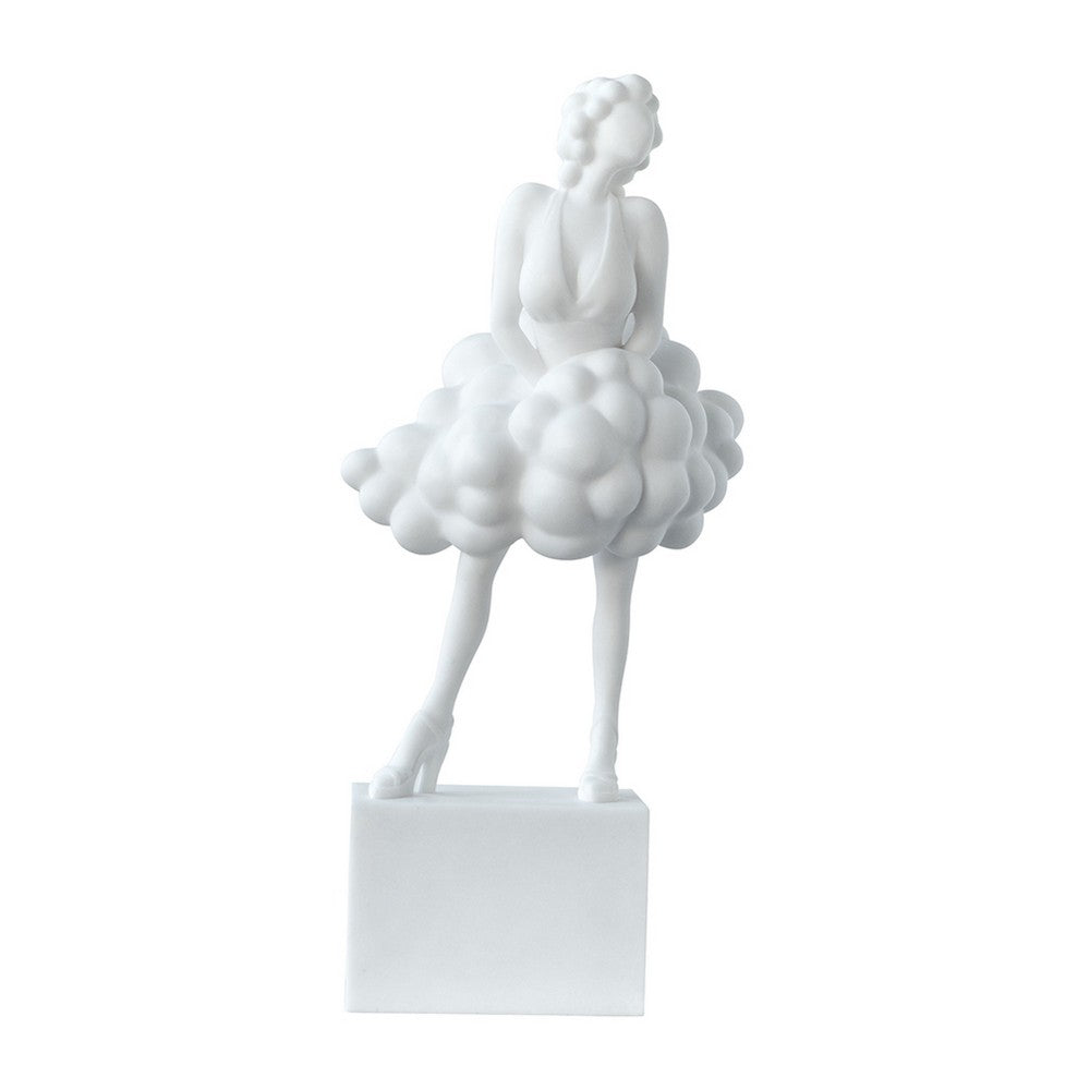 Hugo Ladylike Decorative Sculpture, Hand-Carved, White Resin-Marble 20 Inch - BM350969
