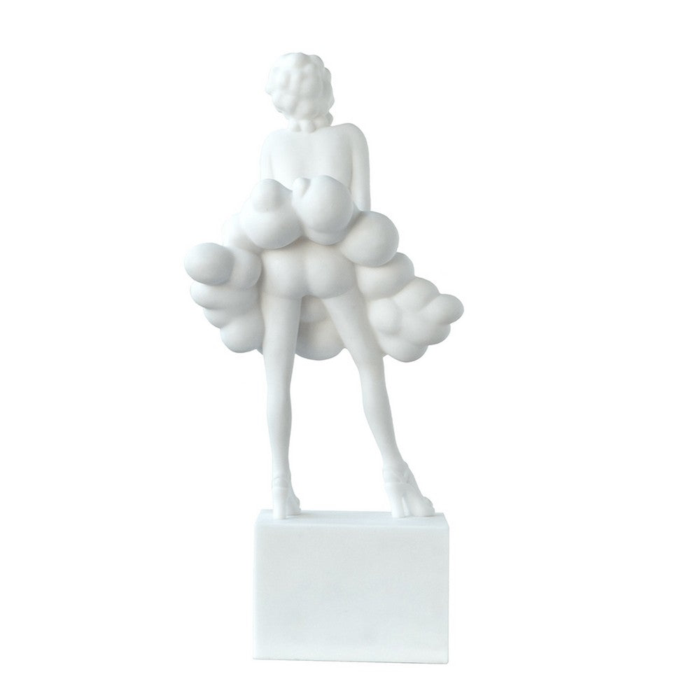 Hugo Ladylike Decorative Sculpture, Hand-Carved, White Resin-Marble 20 Inch - BM350969