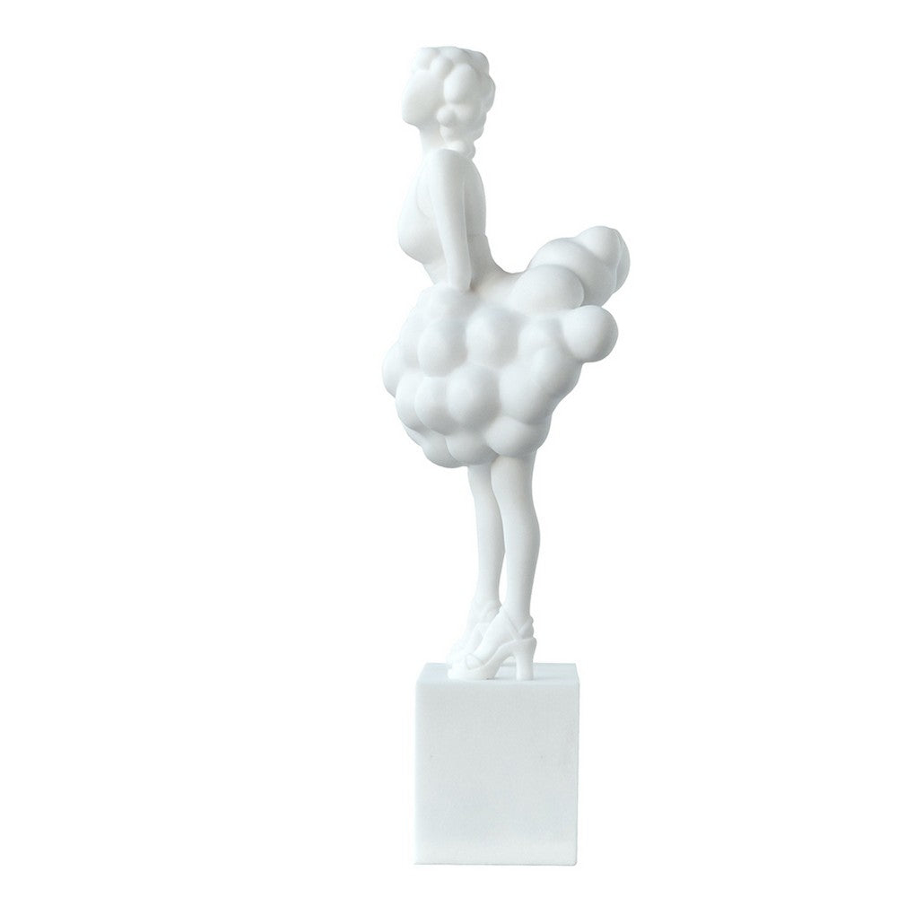 Hugo Ladylike Decorative Sculpture, Hand-Carved, White Resin-Marble 20 Inch - BM350969