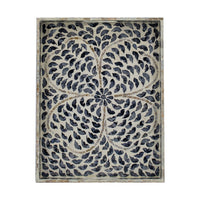 Berty Rectangular Decorative Tray, Mosaic Pattern Black Beige Capiz 14x18 - BM350970