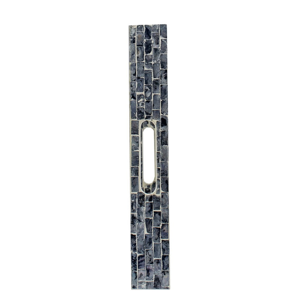 Berty Rectangular Decorative Tray, Mosaic Pattern Black Beige Capiz 14x18 - BM350970