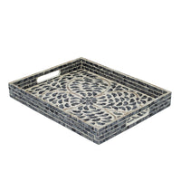 Berty Rectangular Decorative Tray, Mosaic Pattern Black Beige Capiz 12x15 - BM350971
