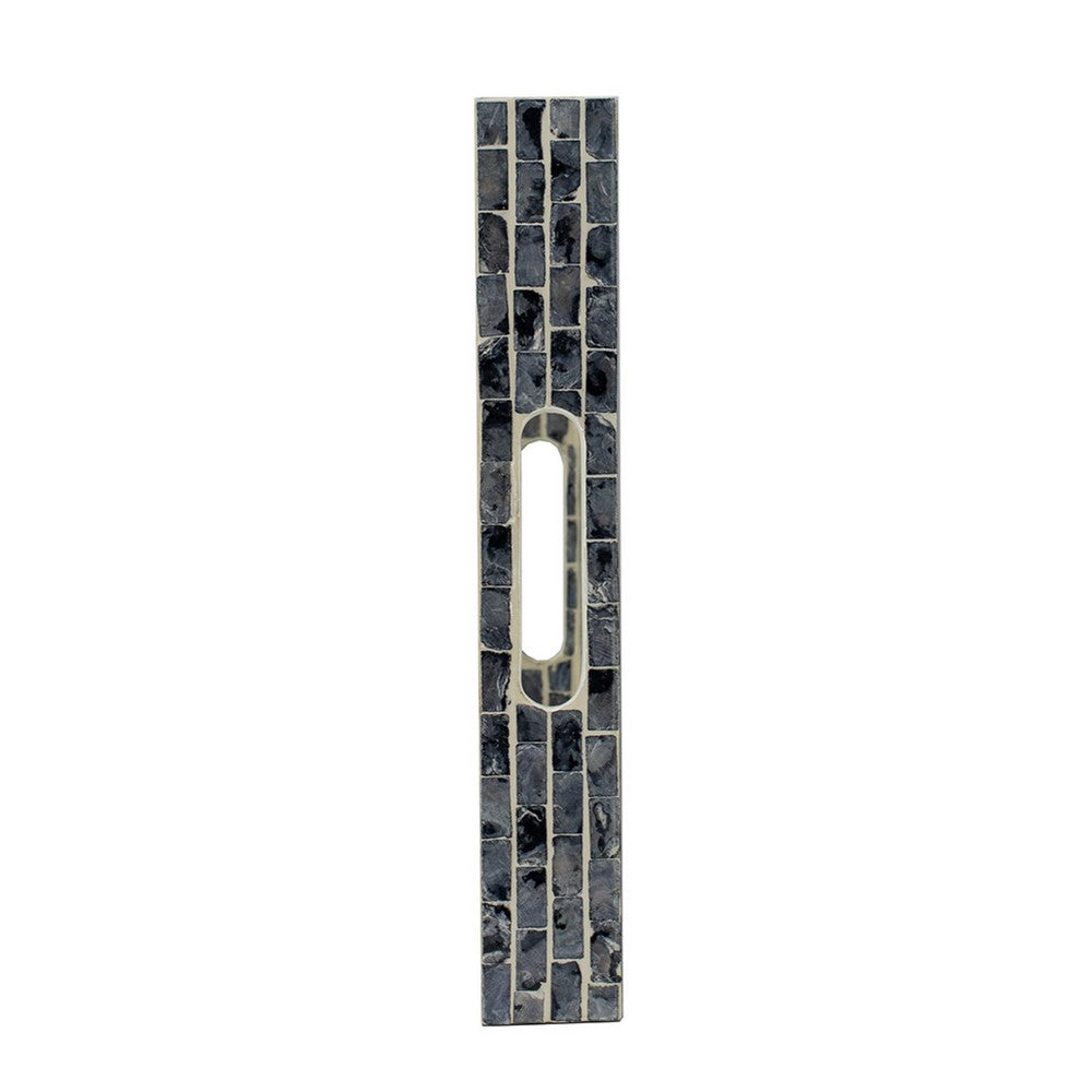 Berty Rectangular Decorative Tray, Mosaic Pattern Black Beige Capiz 12x15 - BM350971