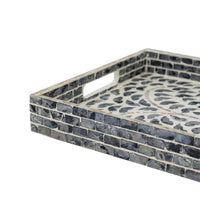 Berty Rectangular Decorative Tray, Mosaic Pattern Black Beige Capiz 12x15 - BM350971