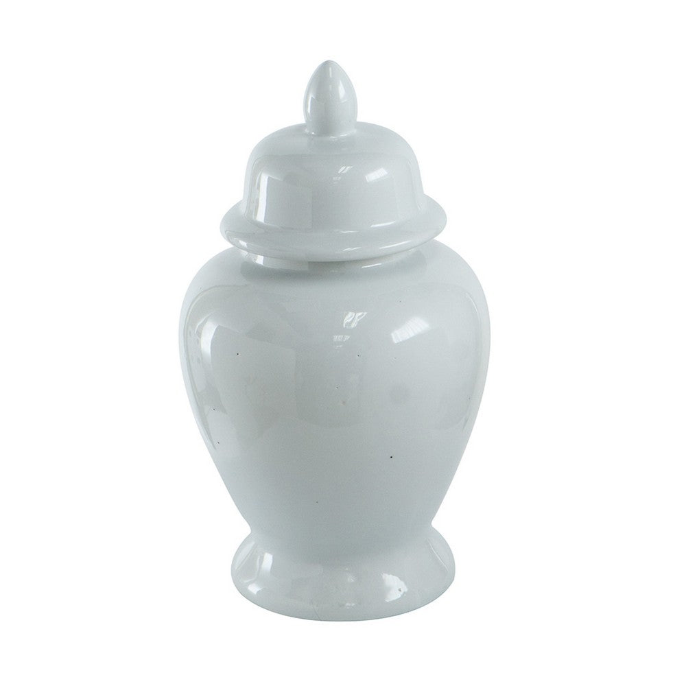 Shey Seaford Medium Ginger Jar with Finial top Lid, White Porcelain 17 Inch - BM350972