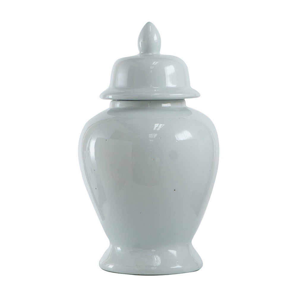Shey Seaford Medium Ginger Jar with Finial top Lid, White Porcelain 17 Inch - BM350972