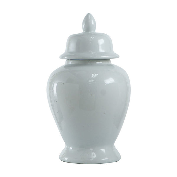 Shey Seaford Medium Ginger Jar with Finial top Lid, White Porcelain 17 Inch - BM350972