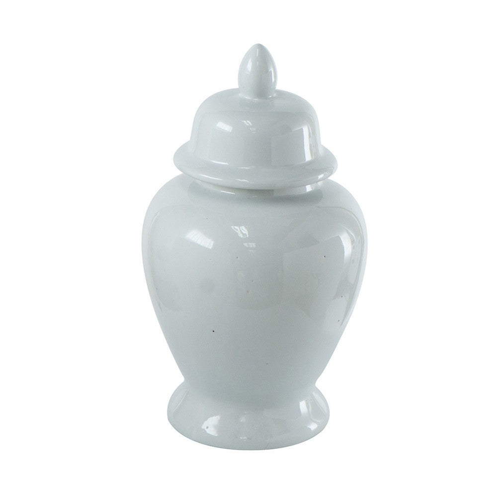 Shey Seaford Medium Ginger Jar with Finial top Lid, White Porcelain 17 Inch - BM350972